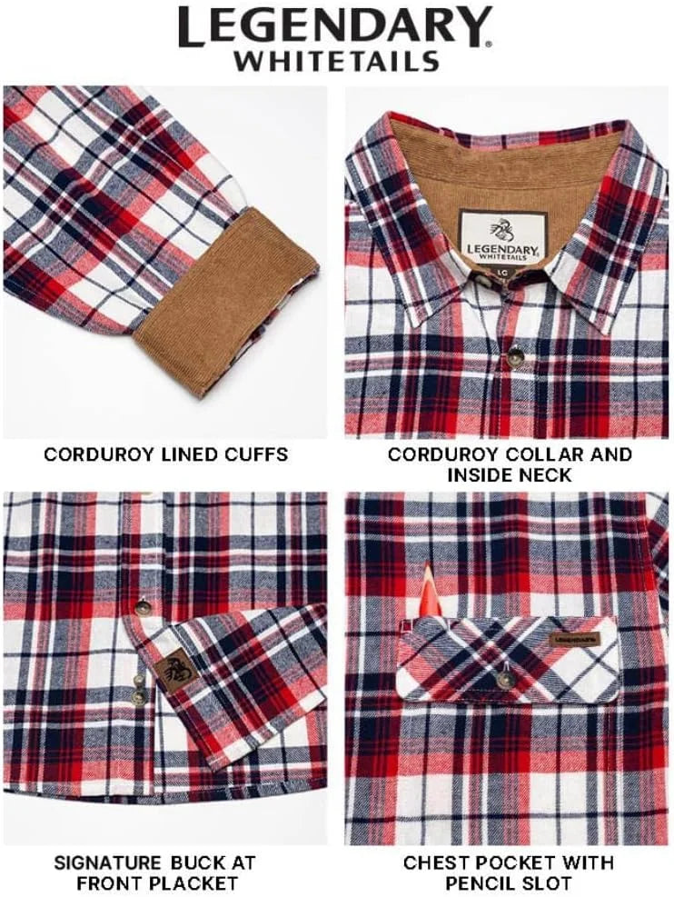 Legendary Whitetails Mens Flannel Long Sleeve Button Down 100% Cotton Shirt