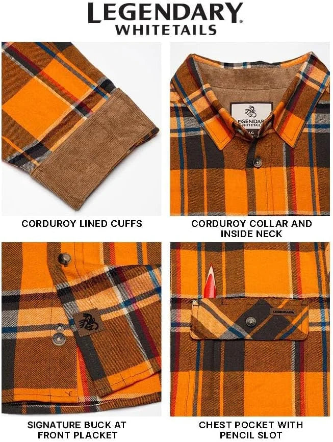 Legendary Whitetails Mens Flannel Long Sleeve Button Down 100% Cotton Shirt