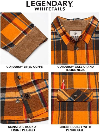 Legendary Whitetails Mens Flannel Long Sleeve Button Down 100% Cotton Shirt