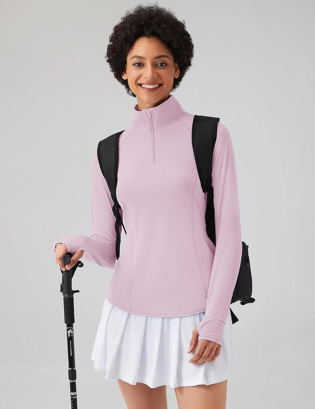 LOMON Women Long Sleeve Shirts Sun Protection 1/4 Zip Summer Quick Dry Hiking Shirts Quarter Zip Pullover for Women
