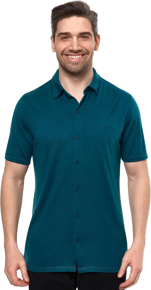 100% Merino Wool Button Up Shirt Men - Long & Short Sleeve Breathable