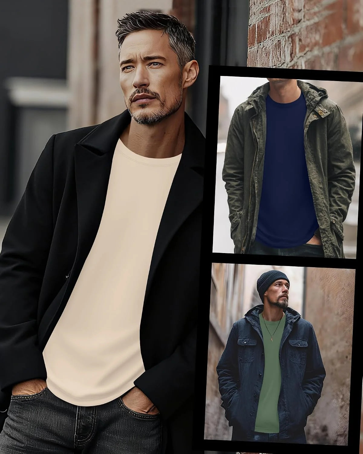 3 Pack Mens Long Sleeve Thermal Shirts Crew Neck Tops