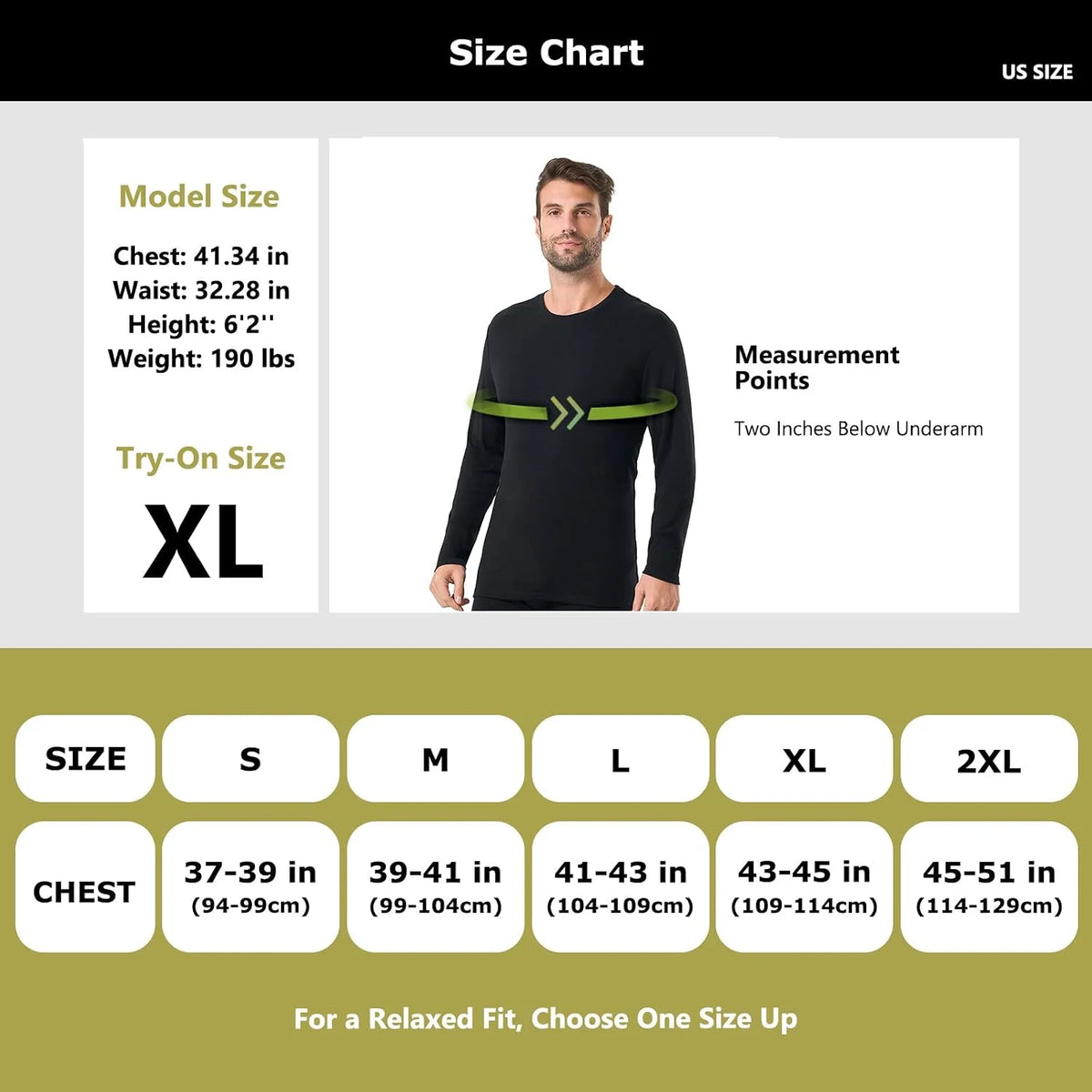 100% Merino Wool Base Layer for Men Long Sleeve Crew Neck Thermal Shirt