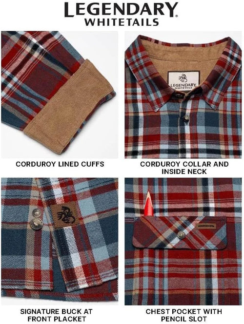 Legendary Whitetails Mens Flannel Long Sleeve Button Down 100% Cotton Shirt
