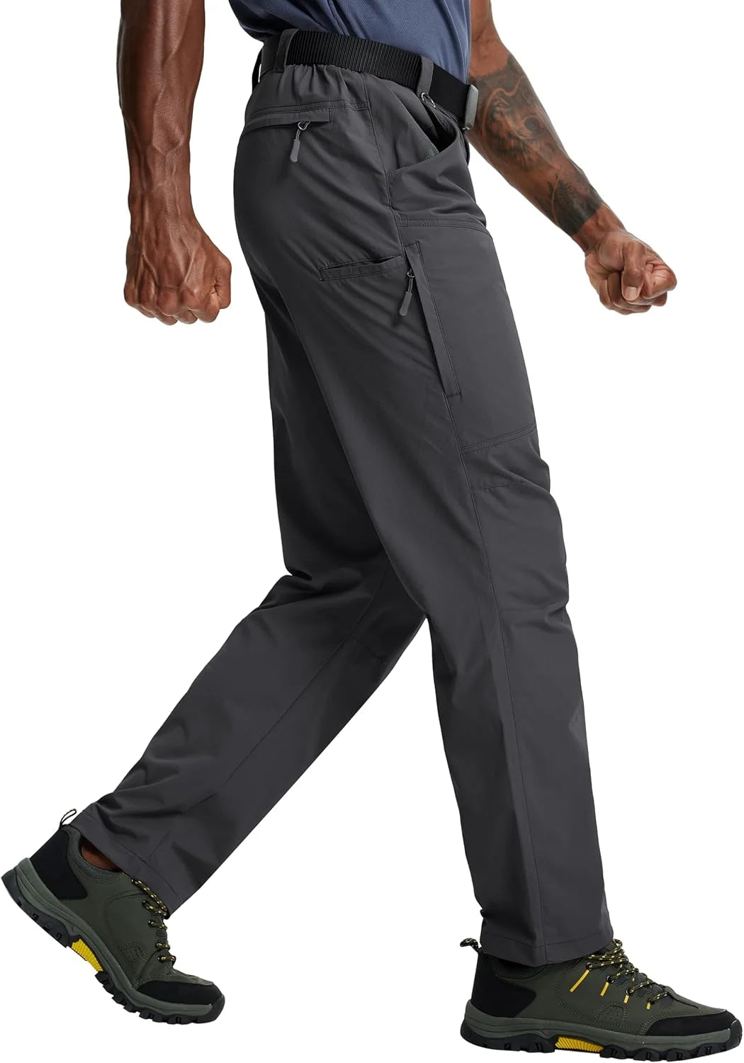 Mens Hiking Pants Lightweight Cargo Work Tactical Nylon Stretch Waterproof Quick Dry Fishing Travel Outdoor 6 Pockets