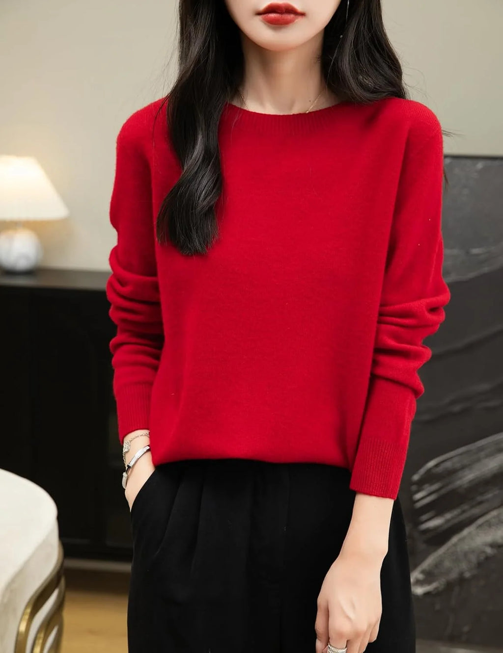 Chanyarn Women's 100% Merino Wool 2025 Fall Winter First-Line Ready to Wear Long Sleeve Seamless Knit Crewneck Sweater