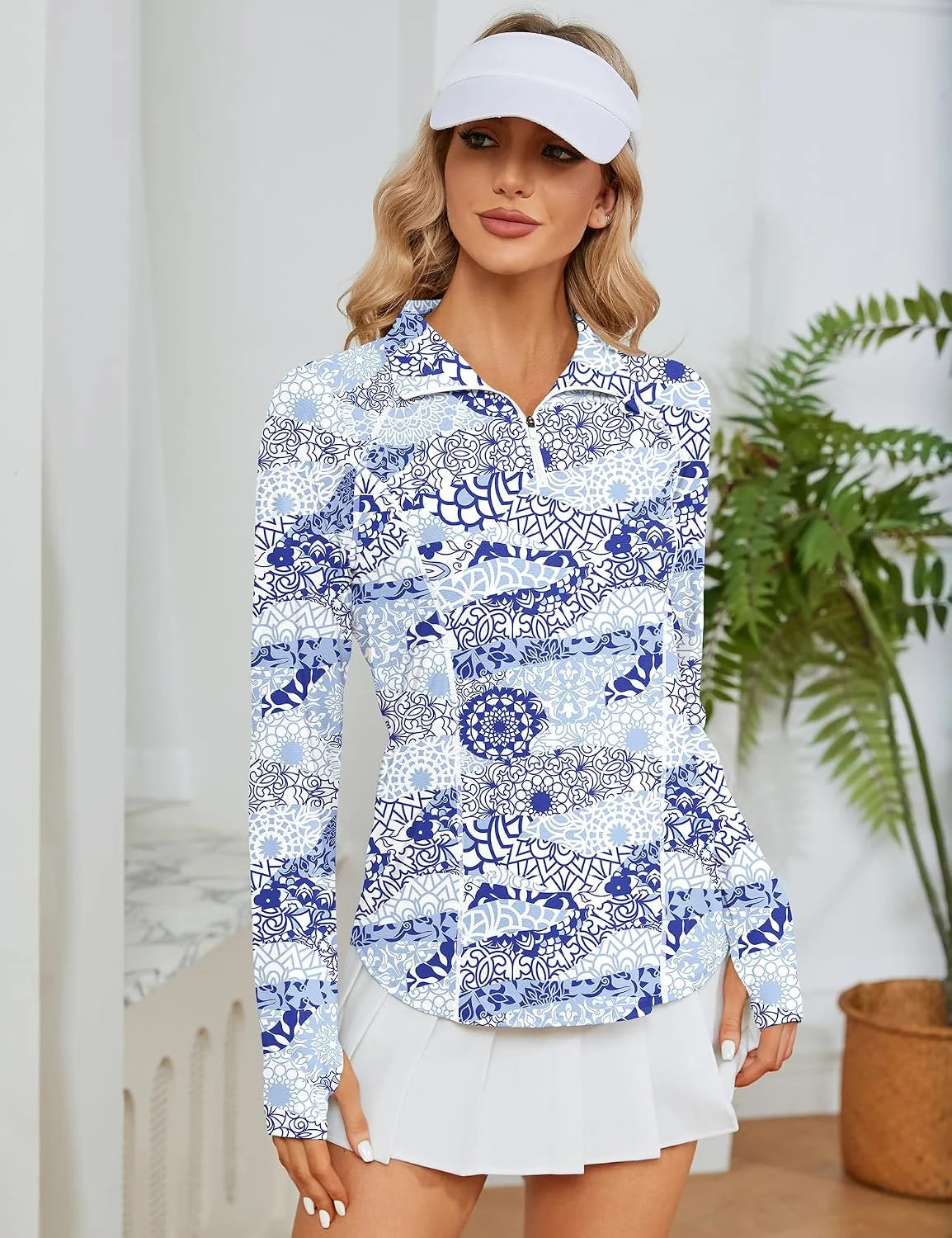 LOMON Women Long Sleeve Shirts Sun Protection 1/4 Zip Summer Quick Dry Hiking Shirts Quarter Zip Pullover for Women
