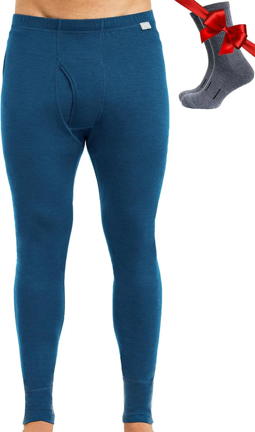 100% Merino Wool Base Layer Mens Pants - Thermal Underwear Long Johns