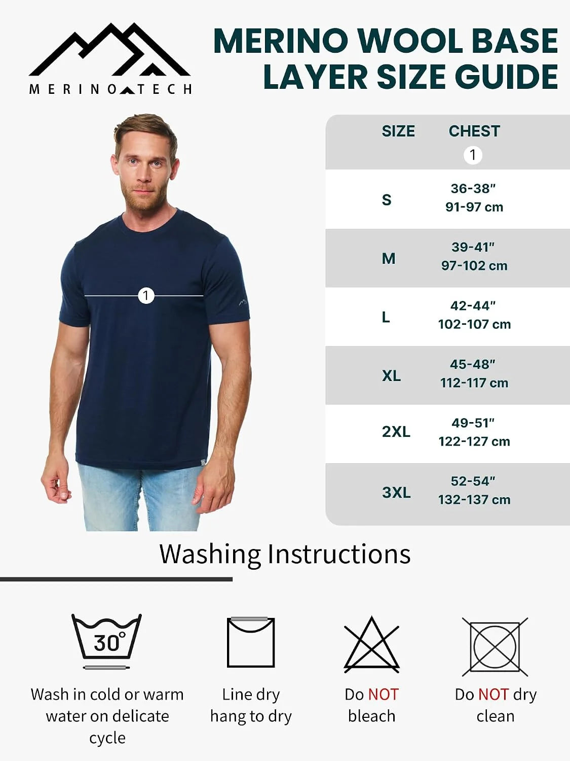 100% Merino Wool T-Shirt Men - Base Layer Top Undershirt with Hiking Socks