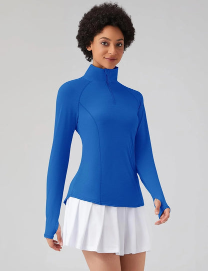 LOMON Women Long Sleeve Shirts Sun Protection 1/4 Zip Summer Quick Dry Hiking Shirts Quarter Zip Pullover for Women