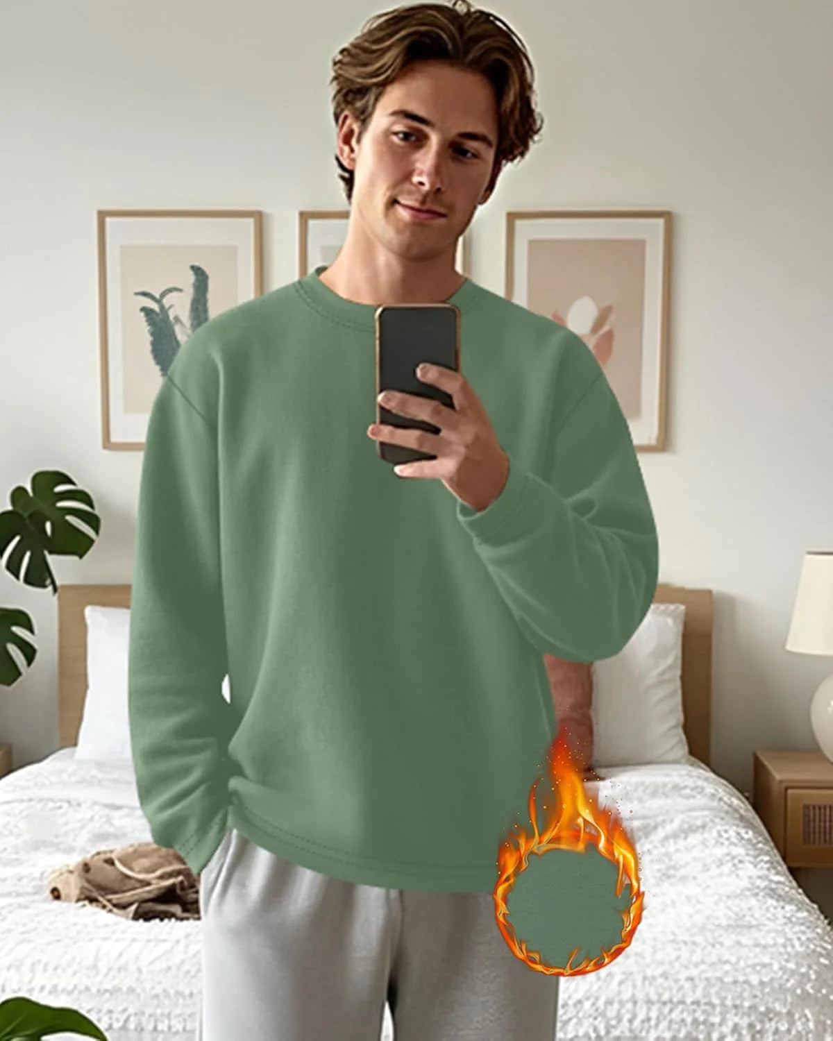 3 Pack Mens Long Sleeve Thermal Shirts Crew Neck Tops