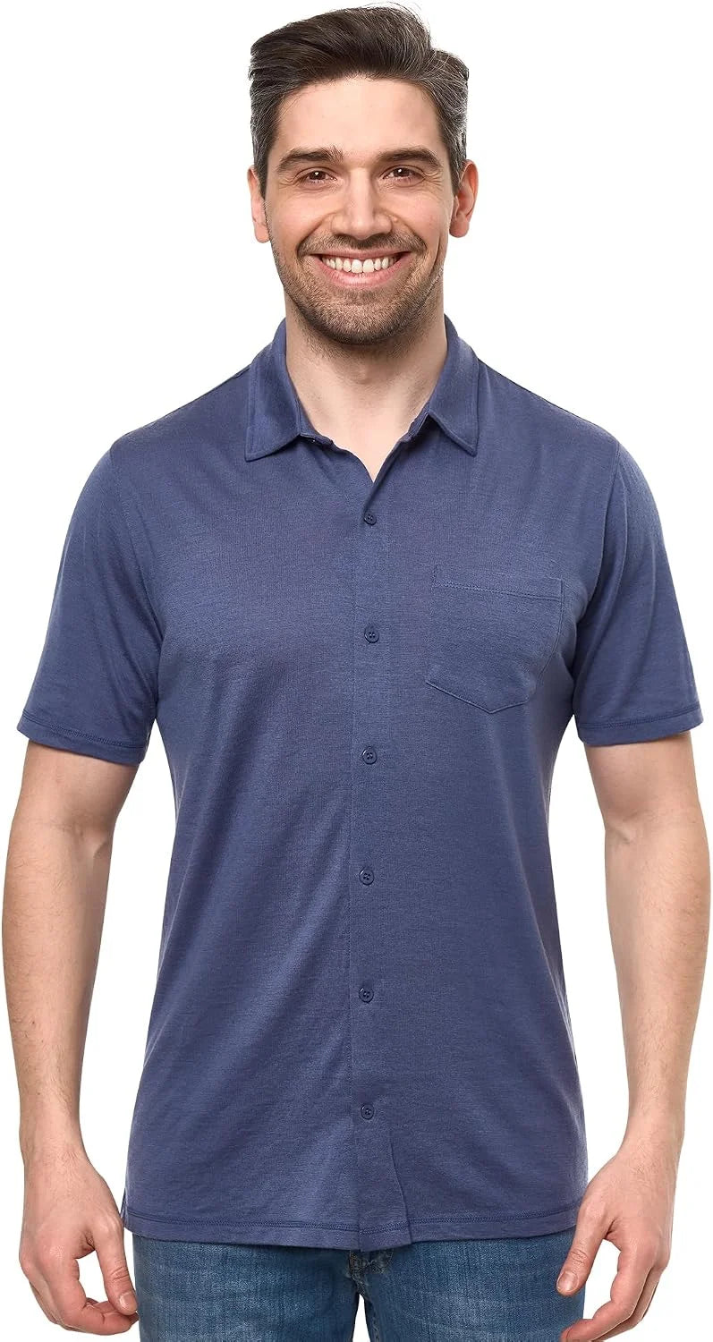 100% Merino Wool Button Up Shirt Men - Long & Short Sleeve Breathable