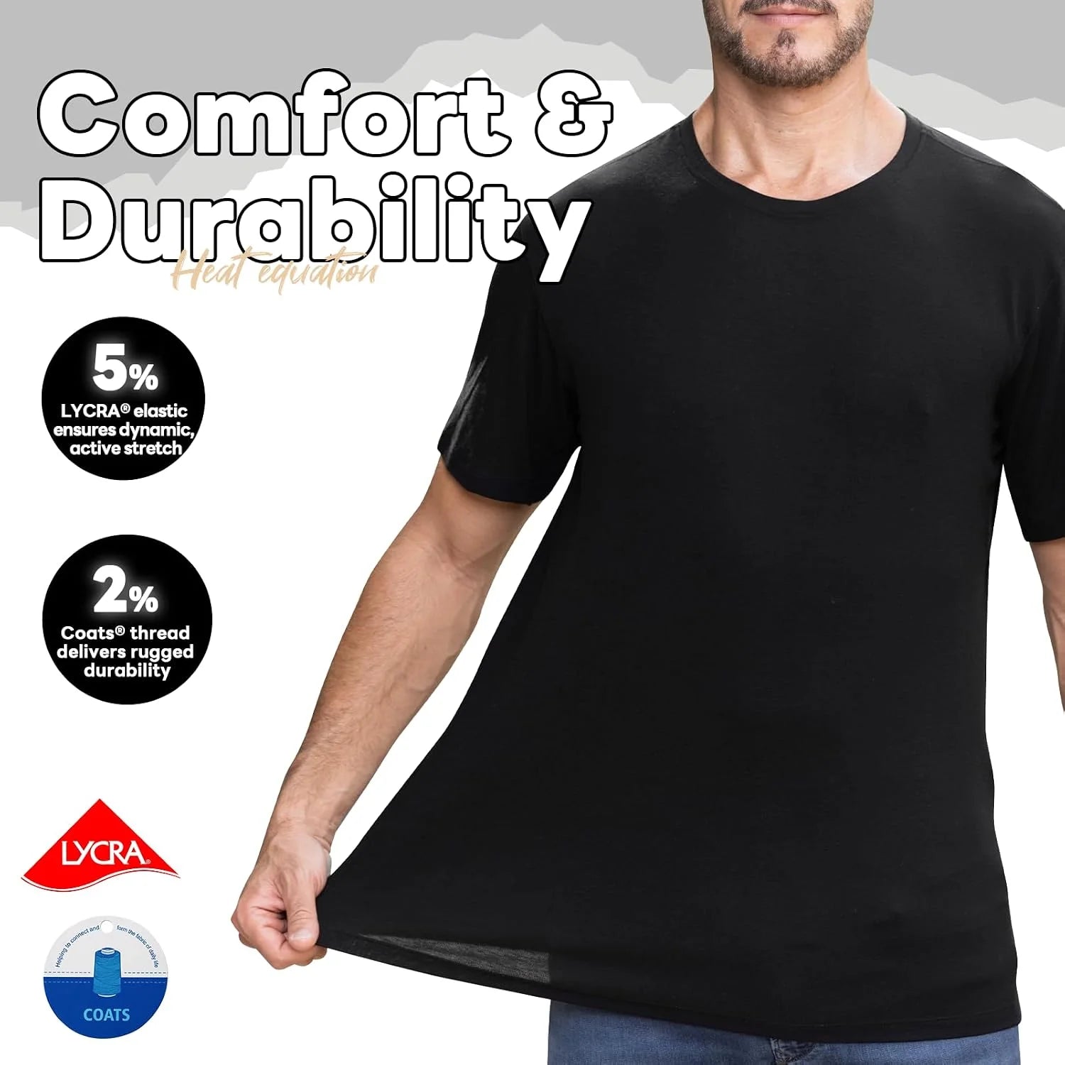 Merino Wool Shirt for Men Bamboo Viscose Moisture Wicking Undershirt Lightweight Crewneck Soft T-Shirt 2P