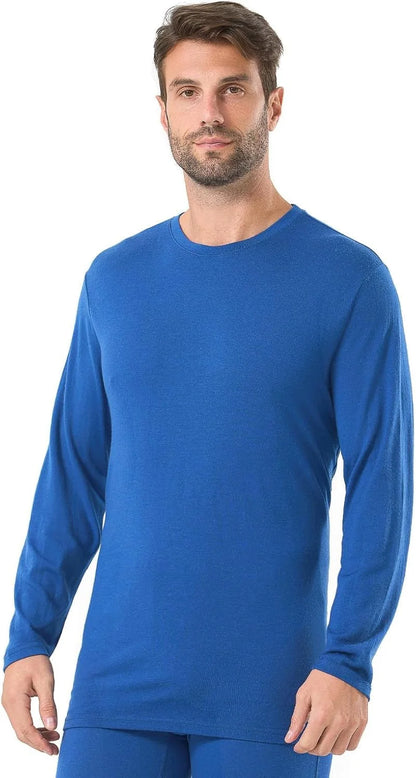 100% Merino Wool Base Layer for Men Long Sleeve Crew Neck Thermal Shirt