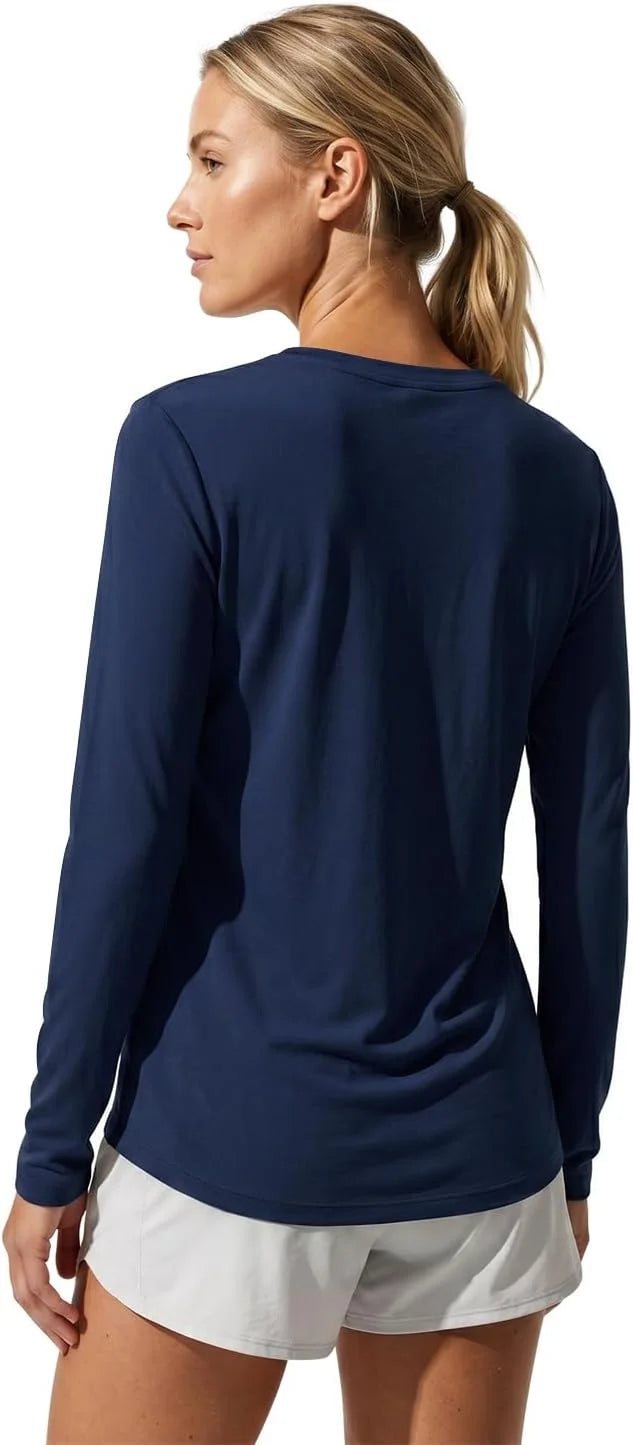 Merino Wool Shirt Women Lightweight Breathable Basic Tees Long Sleeve Sun Protection Shirts