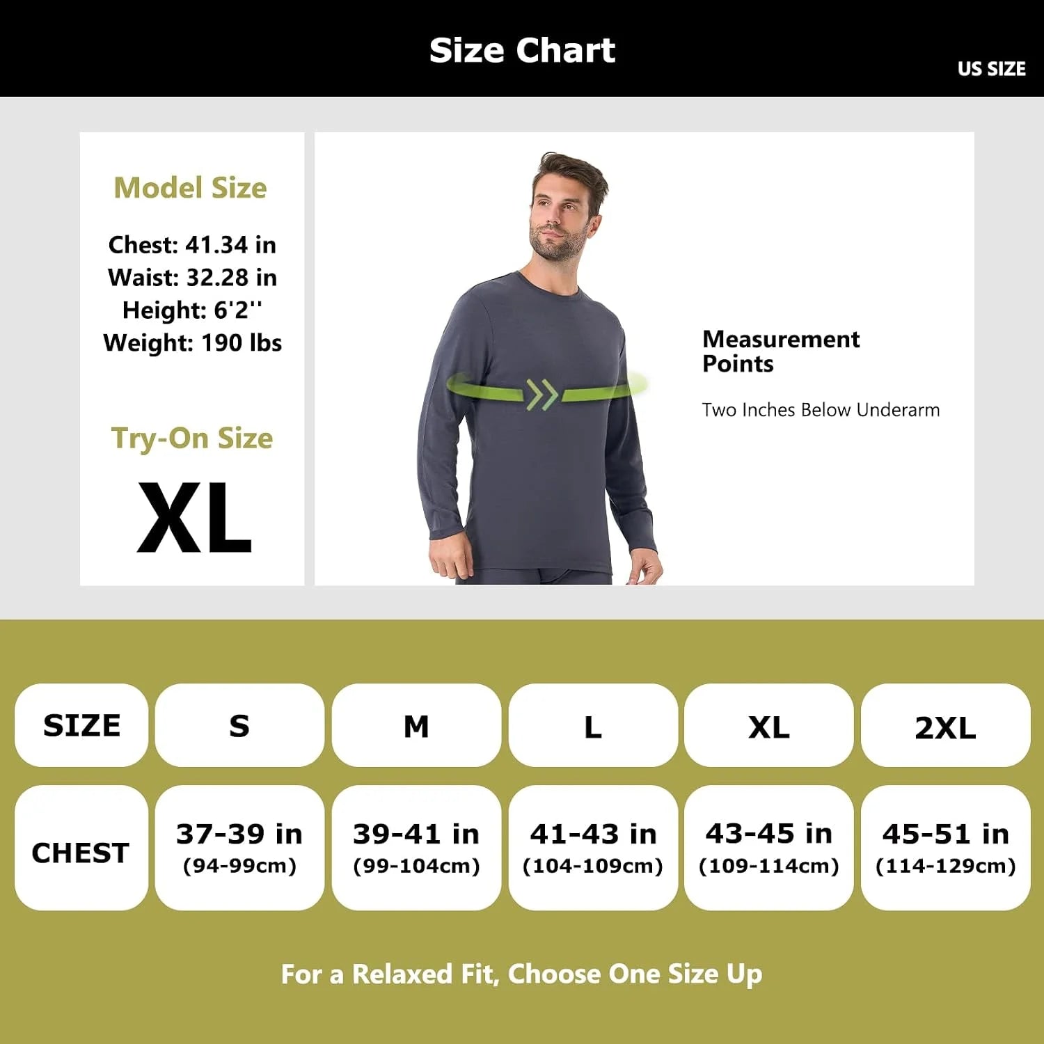 100% Merino Wool Base Layer for Men Long Sleeve Crew Neck Thermal Shirt