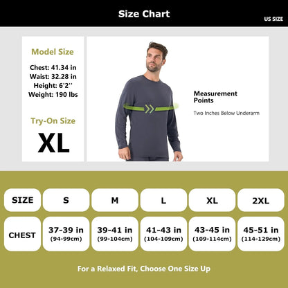 100% Merino Wool Base Layer for Men Long Sleeve Crew Neck Thermal Shirt