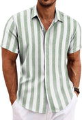 COOFANDY Men's Linen Shirts Short Sleeve Casual Shirts Button Down Shirt for Men Beach Summer Wedding Shirt