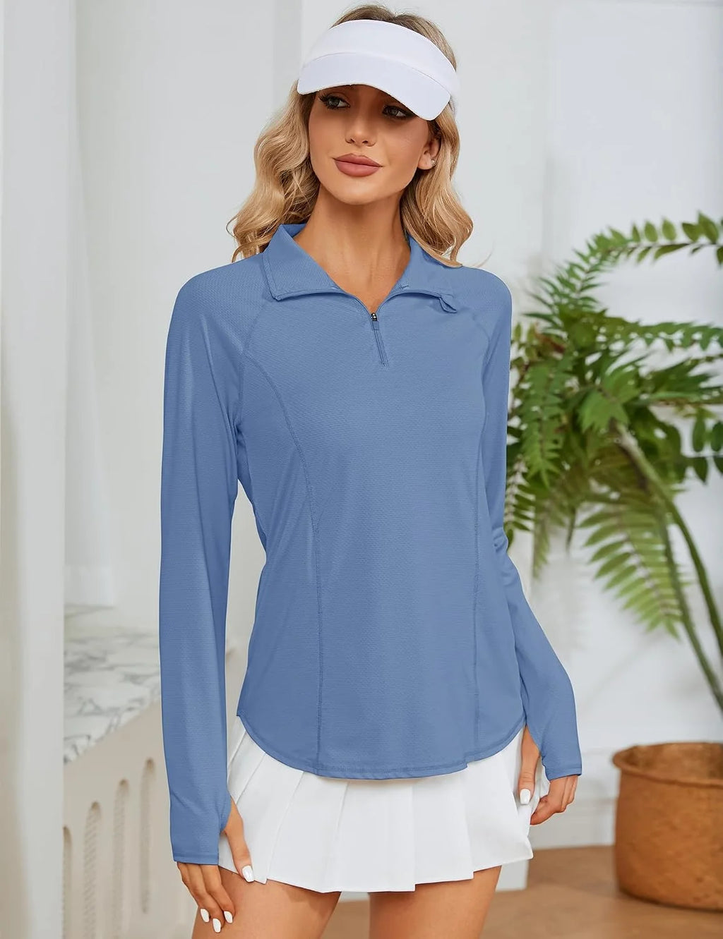 LOMON Women Long Sleeve Shirts Sun Protection 1/4 Zip Summer Quick Dry Hiking Shirts Quarter Zip Pullover for Women