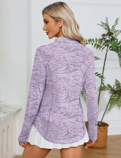 LOMON Women Long Sleeve Shirts Sun Protection 1/4 Zip Summer Quick Dry Hiking Shirts Quarter Zip Pullover for Women