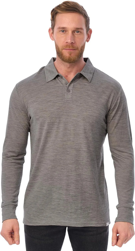 100% Merino Wool Polo Shirt Men - Short & Long Sleeve Shirt Base Later