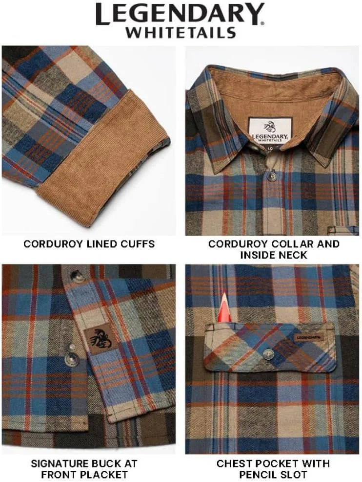 Legendary Whitetails Mens Flannel Long Sleeve Button Down 100% Cotton Shirt