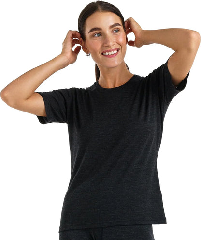 100% Merino Wool Shirt Women - Short Sleeve Tee Base Layer Top Undershirt