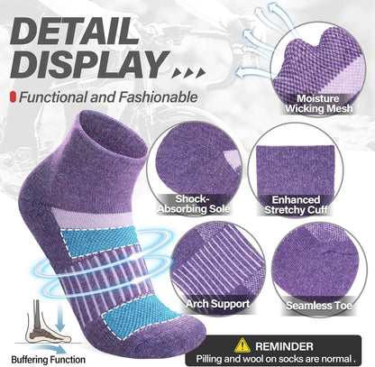 Anlisim Merino Wool Ankle Running Hiking Socks for Women and Men