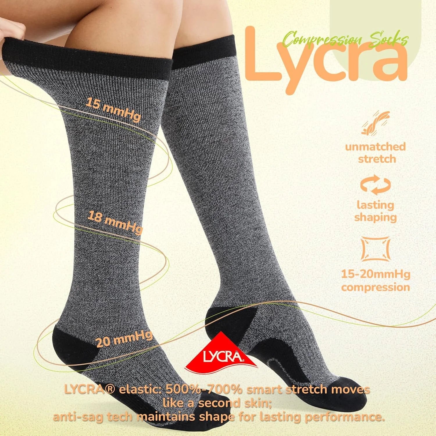 Merino Wool Compression Socks for Women Men 15-20 mmHg for flying