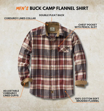 Legendary Whitetails Mens Flannel Long Sleeve Button Down 100% Cotton Shirt