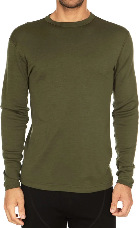 100% Merino Wool - Men's Long Sleeve Crew Shirt - Thermal Base Layer