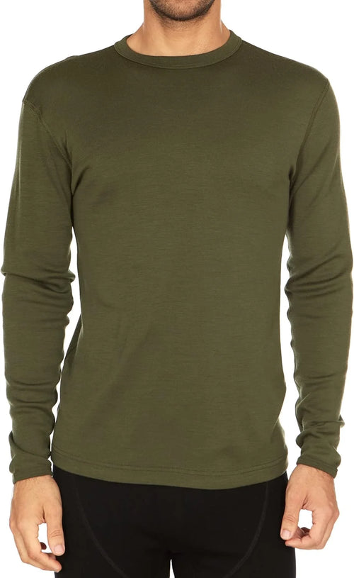 100% Merino Wool - Men's Long Sleeve Crew Shirt - Thermal Base Layer
