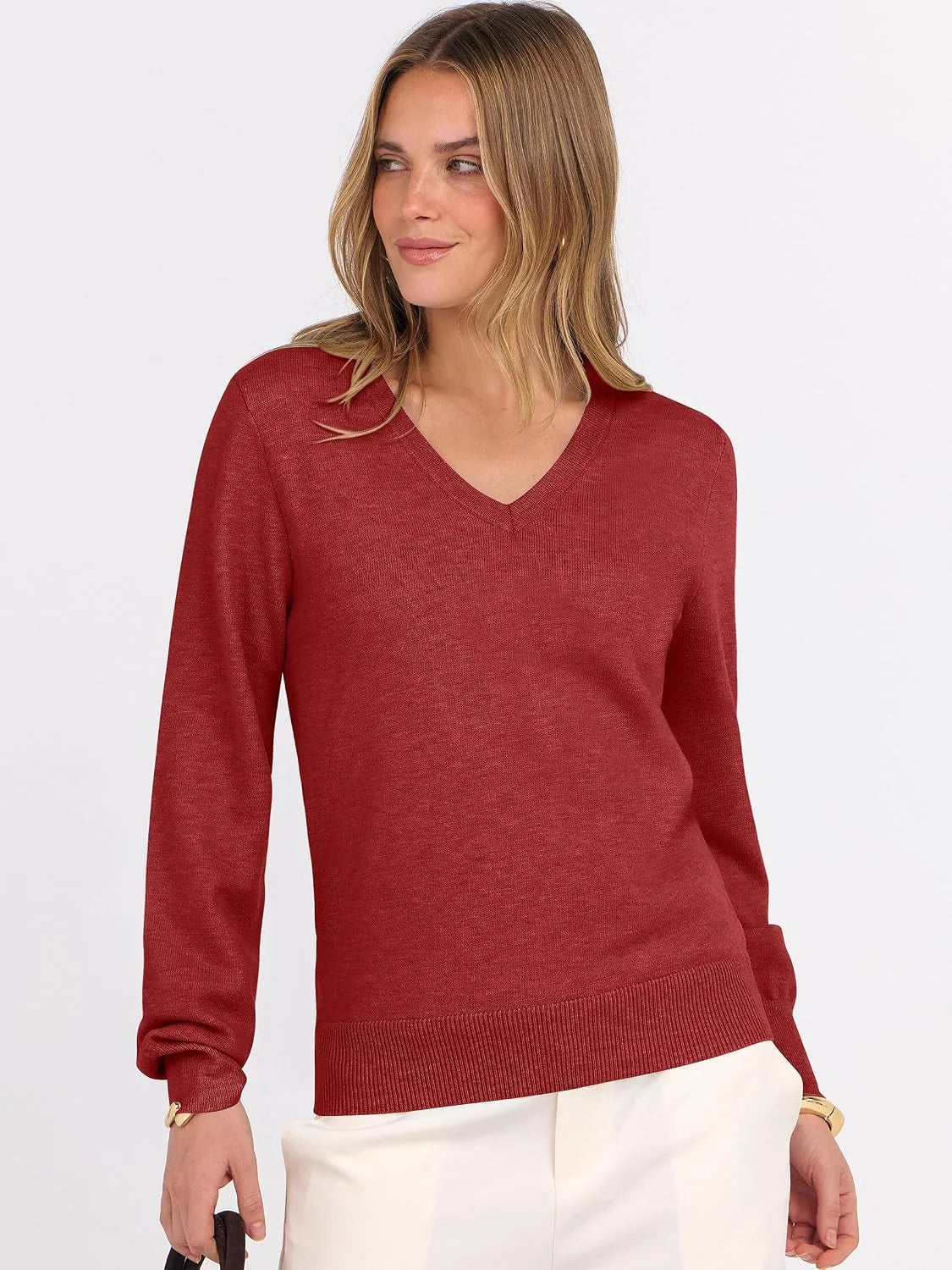 ANRABESS Women’s Fall Long Sleeve V Neck Light Sweaters
