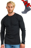 100% Merino Wool Base Layer Mens - Long Sleeve Thermal Shirts with Socks