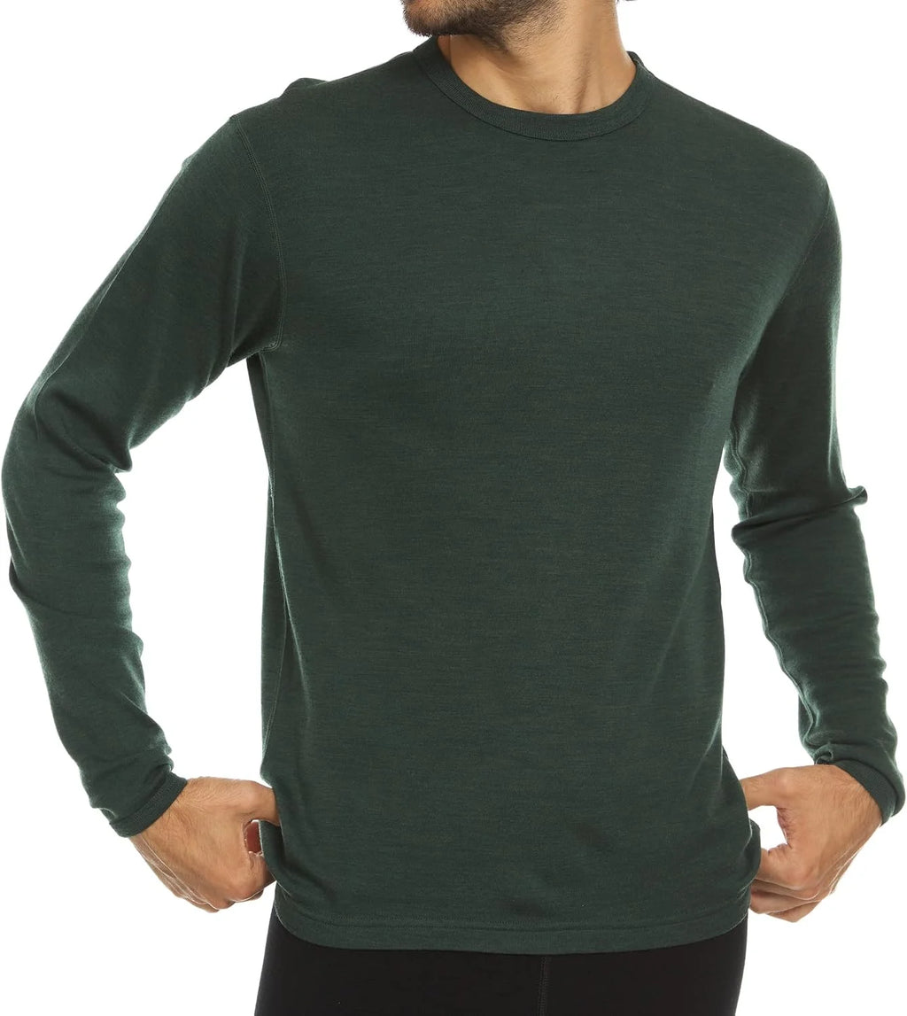 100% Merino Wool - Men's Long Sleeve Crew Shirt - Thermal Base Layer