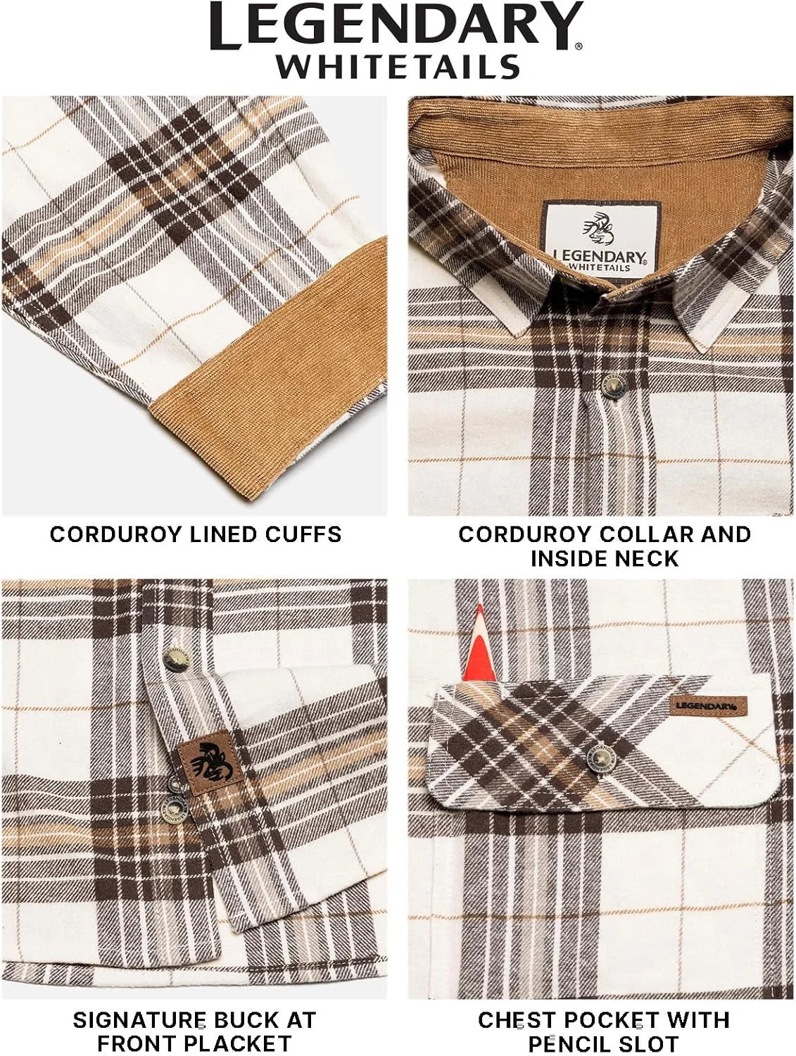 Legendary Whitetails Mens Flannel Long Sleeve Button Down 100% Cotton Shirt
