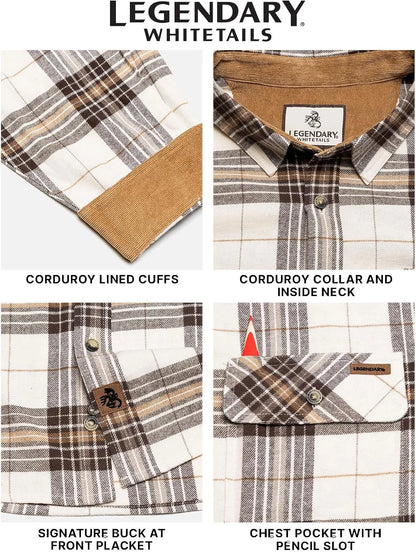 Legendary Whitetails Mens Flannel Long Sleeve Button Down 100% Cotton Shirt