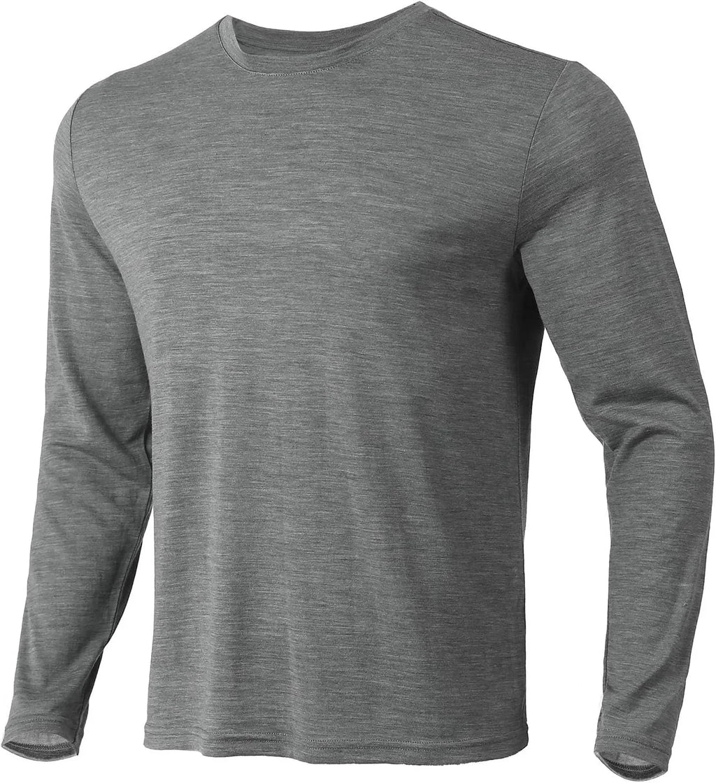 Merino Protect 100% Merino Wool Base Layer Mens Soft Long Sleeve Shirts Odor Resistance Thermal Underwear for Hunting Hiking
