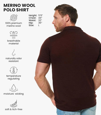 100% Merino Wool Polo Shirt Men - Short & Long Sleeve Shirt Base Later