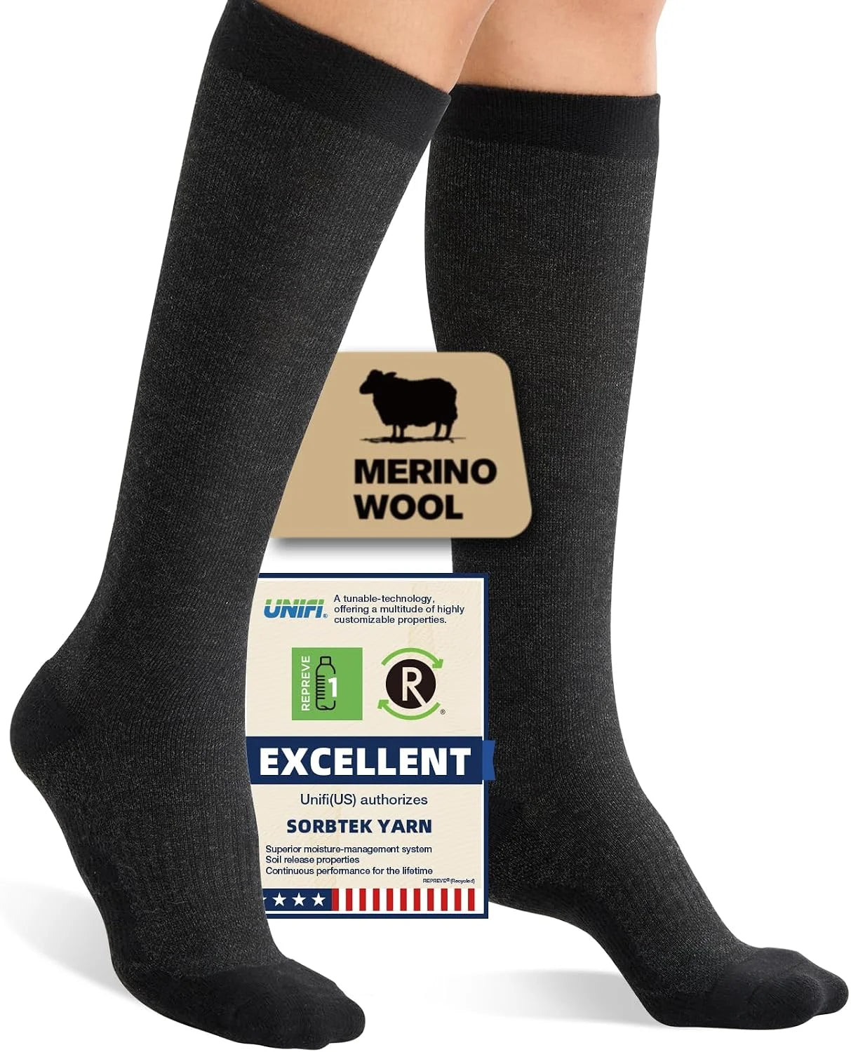 Merino Wool Compression Socks for Women Men 15-20 mmHg for flying