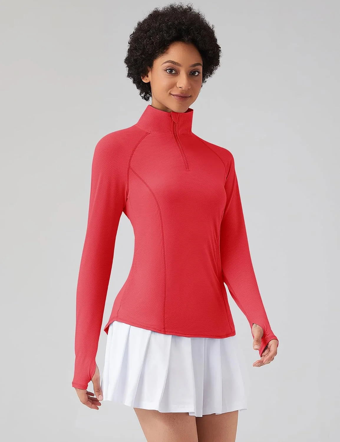 LOMON Women Long Sleeve Shirts Sun Protection 1/4 Zip Summer Quick Dry Hiking Shirts Quarter Zip Pullover for Women