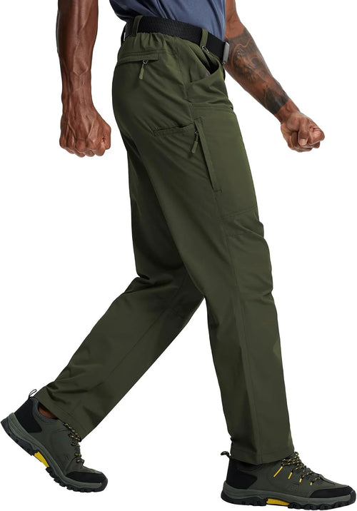 Mens Hiking Pants Lightweight Cargo Work Tactical Nylon Stretch Waterproof Quick Dry Fishing Travel Outdoor 6 Pockets