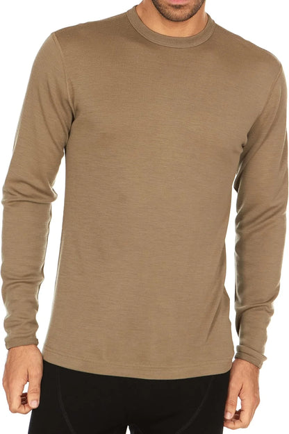 100% Merino Wool - Men's Long Sleeve Crew Shirt - Thermal Base Layer