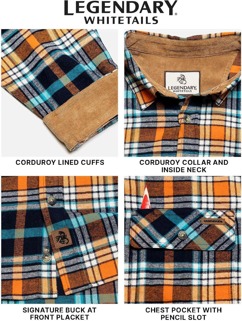 Legendary Whitetails Mens Flannel Long Sleeve Button Down 100% Cotton Shirt
