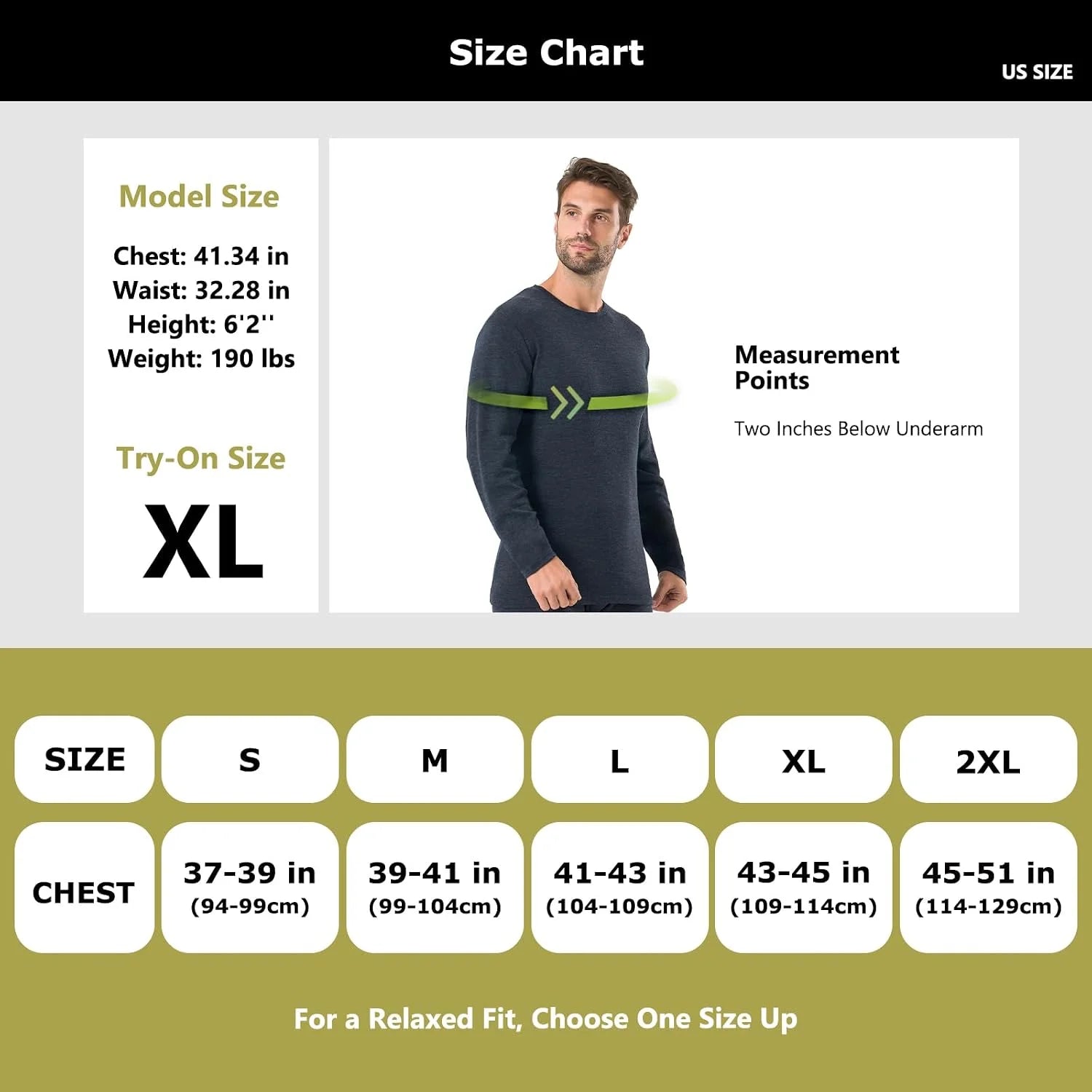 100% Merino Wool Base Layer for Men Long Sleeve Crew Neck Thermal Shirt