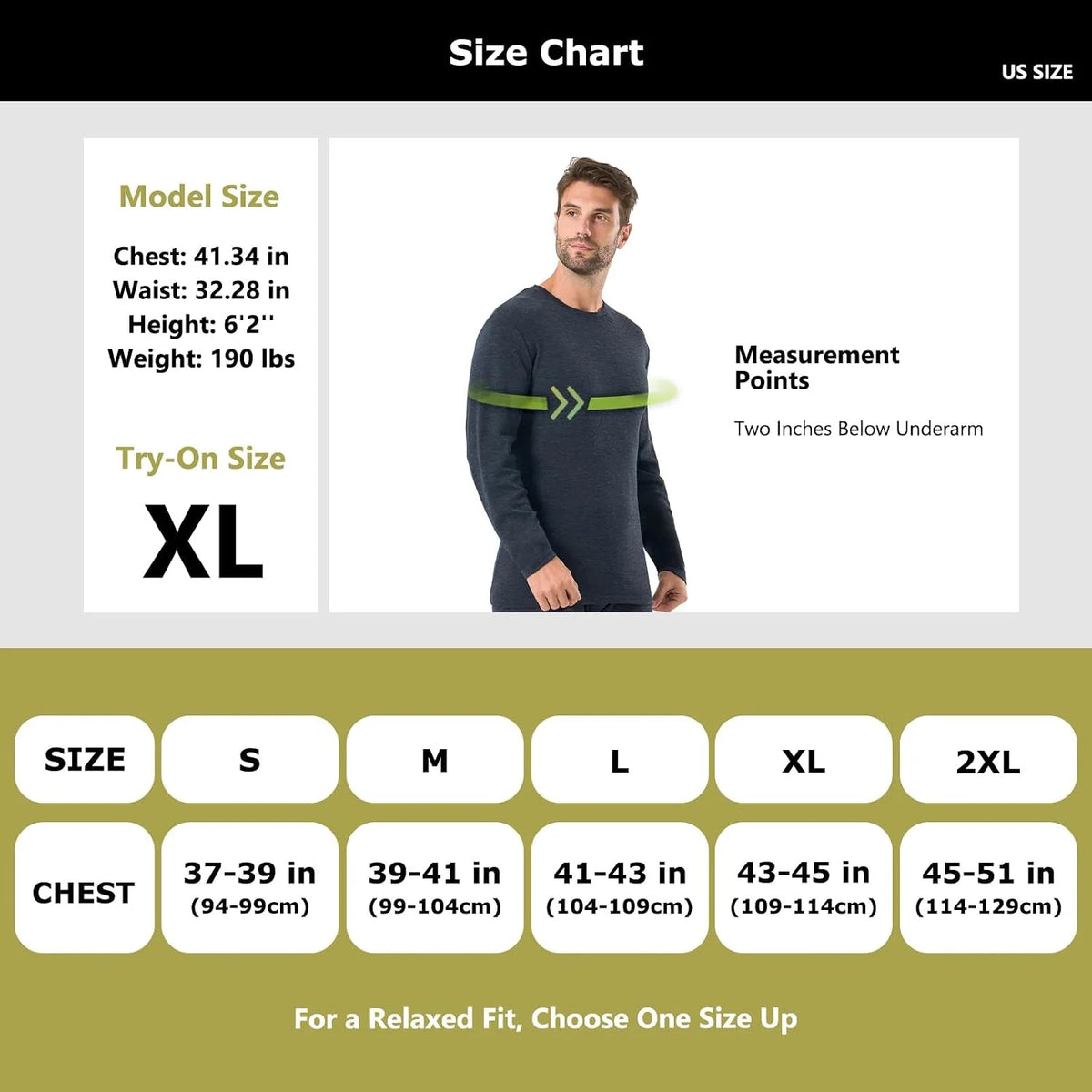 100% Merino Wool Base Layer for Men Long Sleeve Crew Neck Thermal Shirt