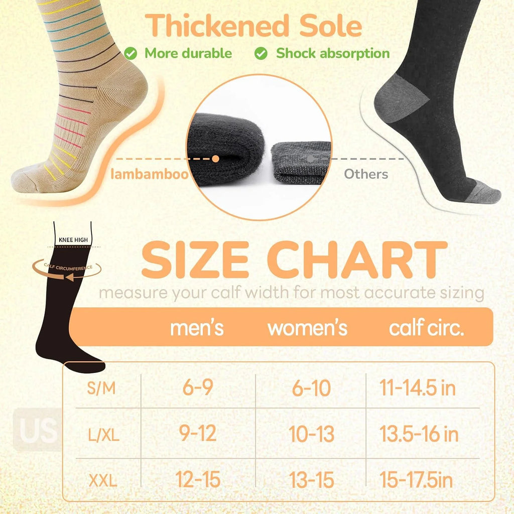 Merino Wool Compression Socks for Women Men 15-20 mmHg for flying