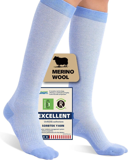 Merino Wool Compression Socks for Women Men 15-20 mmHg for flying