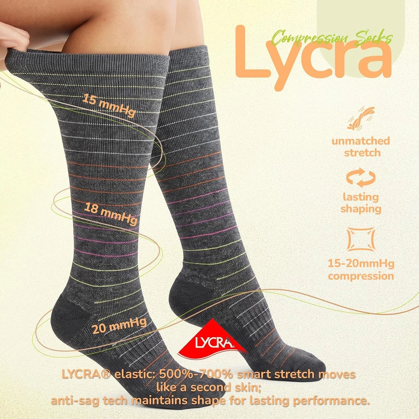Merino Wool Compression Socks for Women Men 15-20 mmHg for flying