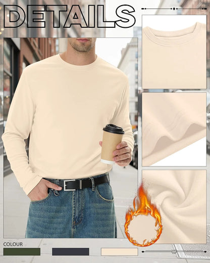 3 Pack Mens Long Sleeve Thermal Shirts Crew Neck Tops